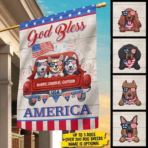 God Bless America - 4th Of July Decoration - Personalized Dog Flag.