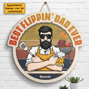 Best Flipping Dad Ever - Personalized Shaped Wood Sign - Gift For Dad