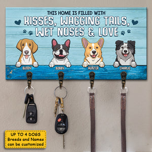 This Home Is Filled With Wagging Tails Wet Noses & Love - Personalized Key Hanger, Key Holder - Gift For Dog Lovers