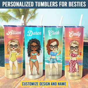 Vitamin Sea For Summer Holiday - Personalized Skinny Tumbler - Gift For Bestie