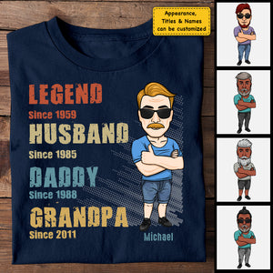 Legend Husband Daddy Grandpa - Personalized Unisex T-Shirt, Hoodie - Gift For Dad, Grandpa