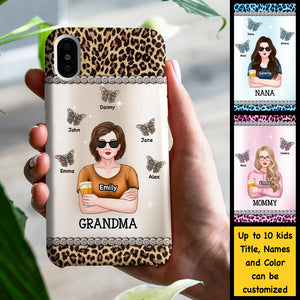 Grandma With Butterfly Grandkids - Gift For Mom, Grandma - Personalized Phone Case