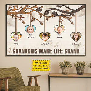 Let Grandkids Make Life Grand - Personalized Horizontal Poster.