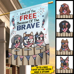 Land Of The Free, Because Of The Brave - 4th Of July Decoration - Personalized Dog Flag.