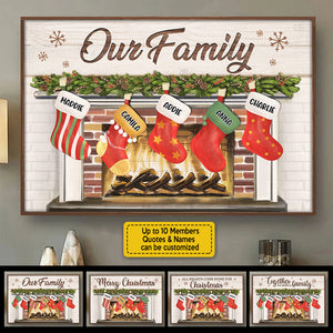 Merry Christmas With Family - Personalized Horizontal Poster.