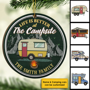 Life Is Better At The Campsite - Personalized Shaped Ornament.