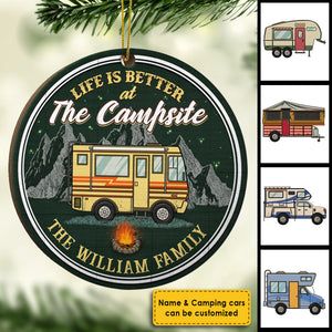 Life Is Better At The Campsite - Personalized Shaped Ornament.