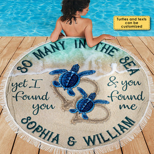 We Found Each Other - Personalized Round Beach Towel - Gift For Couples, Husband Wife