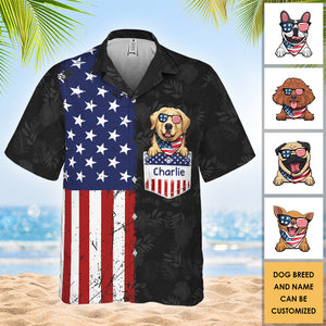 Happy 4th Of July - Personalized Hawaiian Shirt - Gift For Dad, Gift For Pet Lovers