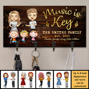 Music Is Key - Personalized Key Hanger, Key Holder - Gift For Couples, Husband Wife