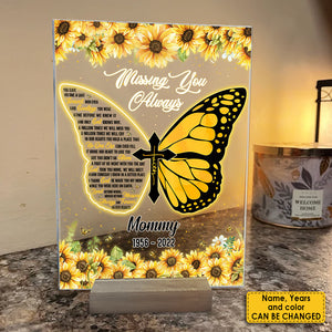 Missing You Always And Forever In Our Hearts - Personalized Acrylic Plaque