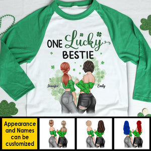 Lucky To Have You As My Best Friend - Gift For Besties, Personalized St. Patrick's Day Unisex Raglan Shirt.