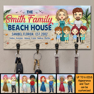 Family Beach House - - Personalized Key Hanger, Key Holder - Gift For Couples, Husband Wife