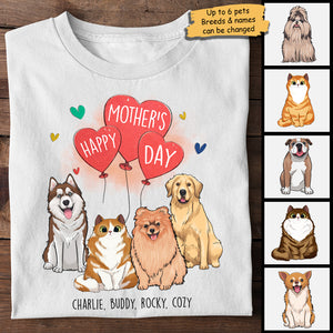 Happy Mother's Day Dog Mom, Heart Balloon - Mother's Day Gifts, Gift For Dog Mom, Personalized Unisex T-shirt, Hoodie.