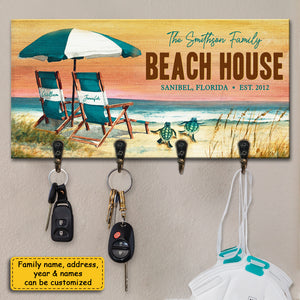 The Family Beach House - Personalized Key Hanger, Key Holder - Gift For Couples, Husband Wife