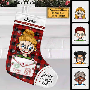 Santa's Favorite Kid - Happy Christmas - Personalized Christmas Stocking.