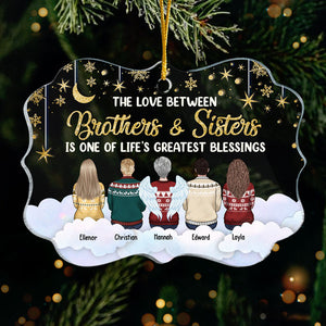 The Love Between Brothers & Sisters - Personalized Custom Benelux Shaped Acrylic Christmas Ornament - Gift For Siblings, Christmas Gift