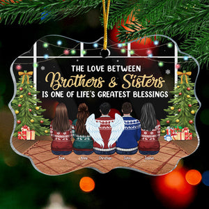 The Love Between Us Is One Of Life's Greatest Blessings - Personalized Custom Benelux Shaped Acrylic Christmas Ornament - Gift For Family, Christmas Gift