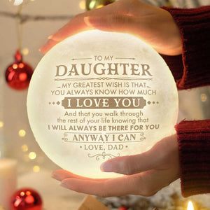 My Greatest Wish - Moon Lamp - To My Daughter, Gift For Daughter, Daughter Gift From Dad, Birthday Gift For Daughter, Christmas Gift