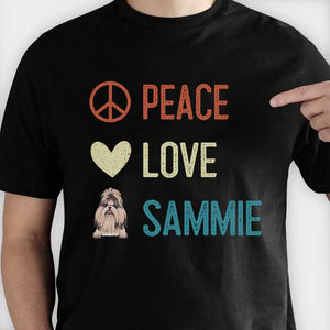 Peace Love Dog - Personalized Custom Unisex T-shirt.
