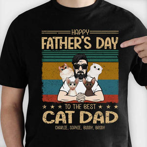 Best Cat Dad's Father Day - Gift for Dad - Personalized Unisex T-Shirt.