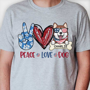 Peace And Love - Gift For 4th Of July - Personalized Unisex T-Shirt.