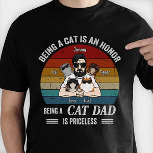 Being Cat Dad Is Priceless Cool Peeking Cats - Personalized Unisex T-Shirt, Father's Day Gift, Custom Gift For Cat Lovers.