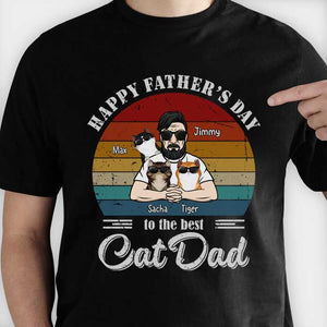 Best Cat Dad Cool Peeking Cats - Personalized Unisex T-Shirt, Father's Day Gift, Custom Gift For Cat Lovers.