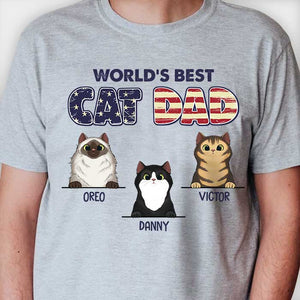 World's Best Cat Dad Cool Cats - Gift for Dad Personalized Unisex T-Shirt.