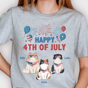 Happy 4th of July American Cat - Gift for 4th Of July - Personalized Unisex T-Shirt.