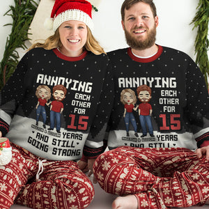 Annoying Each Other - Personalized Custom Unisex Ugly Christmas Sweatshirt, Wool Sweatshirt, All-Over-Print Sweatshirt - Gift For Couple, Husband Wife, Anniversary, Engagement, Wedding, Marriage Gift, Christmas Gift