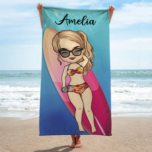 Pool Chibi Girl Swimming Belt - Personalized Beach Towel
