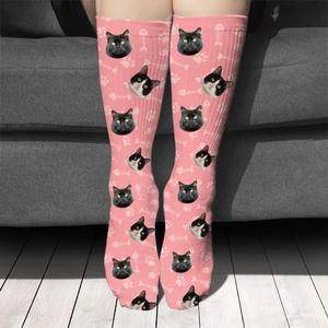 Color Upload Pet Image - Gift For Cat Lovers - Personalized Socks
