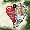 Half Of My Heart Is In Heaven With My Angel - Personalized Custom Heart Shaped Wood Christmas Ornament